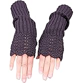Novawo Women Arm Warmers Fashion Long Fingerless Gloves Knitted Kawaii Warm Gloves