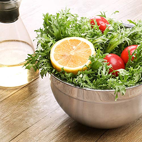 Luvan 18/10 304 Stainless Steel Mixing Bowls with Lids,Wide Rim for Easy Grip and Pouring,Extra Deep for Generous Servings,Stackable for Convenient Storage,FDA-Approved&BPA-free,Set of 5
