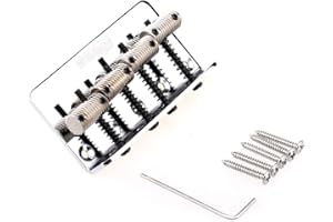 Wilkinson 57mm (2-1/4 inch) String Spacing 4-String Fixed Bass Bridge Threaded Saddles for Precision Bass and Jazz Bass, Chrome