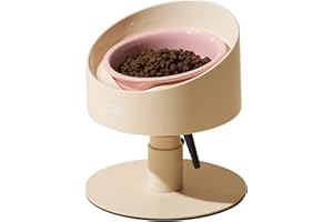MS!MAKE SURE Adjustable Raised Cat Bowls, Ceramic Elevated Cat Bowls, Pet Bowl with Anti - Slip Rubber Pad, Leak - Proof, Lead & Cadmium Free, Whisker - Friendly, for All Life Stages of Age Pink