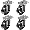 4 Pack Large Steel Swivel Caster Wheel Heavy Duty 3.5" Wheel (3.5" No Brake)