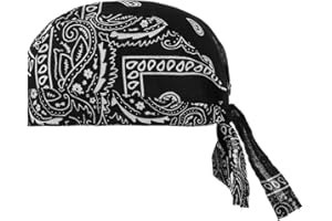 SURAKEY Sweat Wicking Doo Rag Cooling Dew Rag Helmet Liner Motorcycle Head Wrap Bandana Skull Caps Turban Headwear for Men and Women (Black)