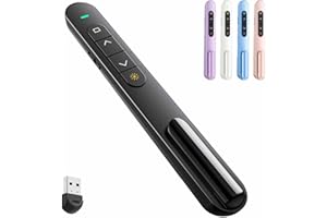 QUI Presentation Clicker for PowerPoint, RF 2.4GHz USB Wireless Presenter Remote with Volume Control, PowerPoint Clicker Slide Advancer for Mac, Windows, Laptop, Keynote