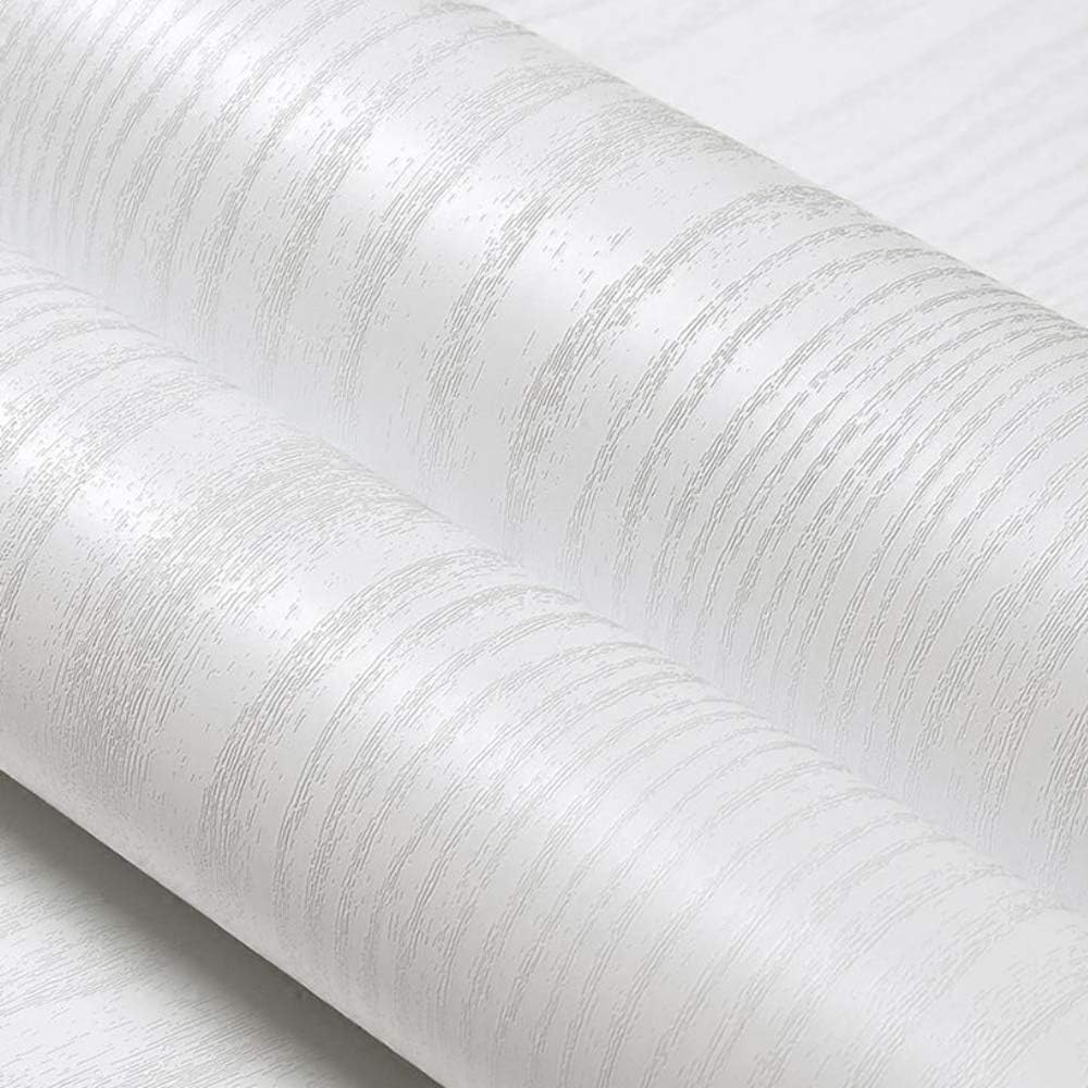 ConCus-T White Wood Grain Furniture Stickers 40×300cm Self Adhesive Contact Paper Sticky Back Plastic Roll Peel and Stick Wallpaper for Decoration