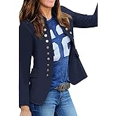 luvamia Women's Open Front Long Sleeves Work Blazer Casual Buttons Jacket Suit