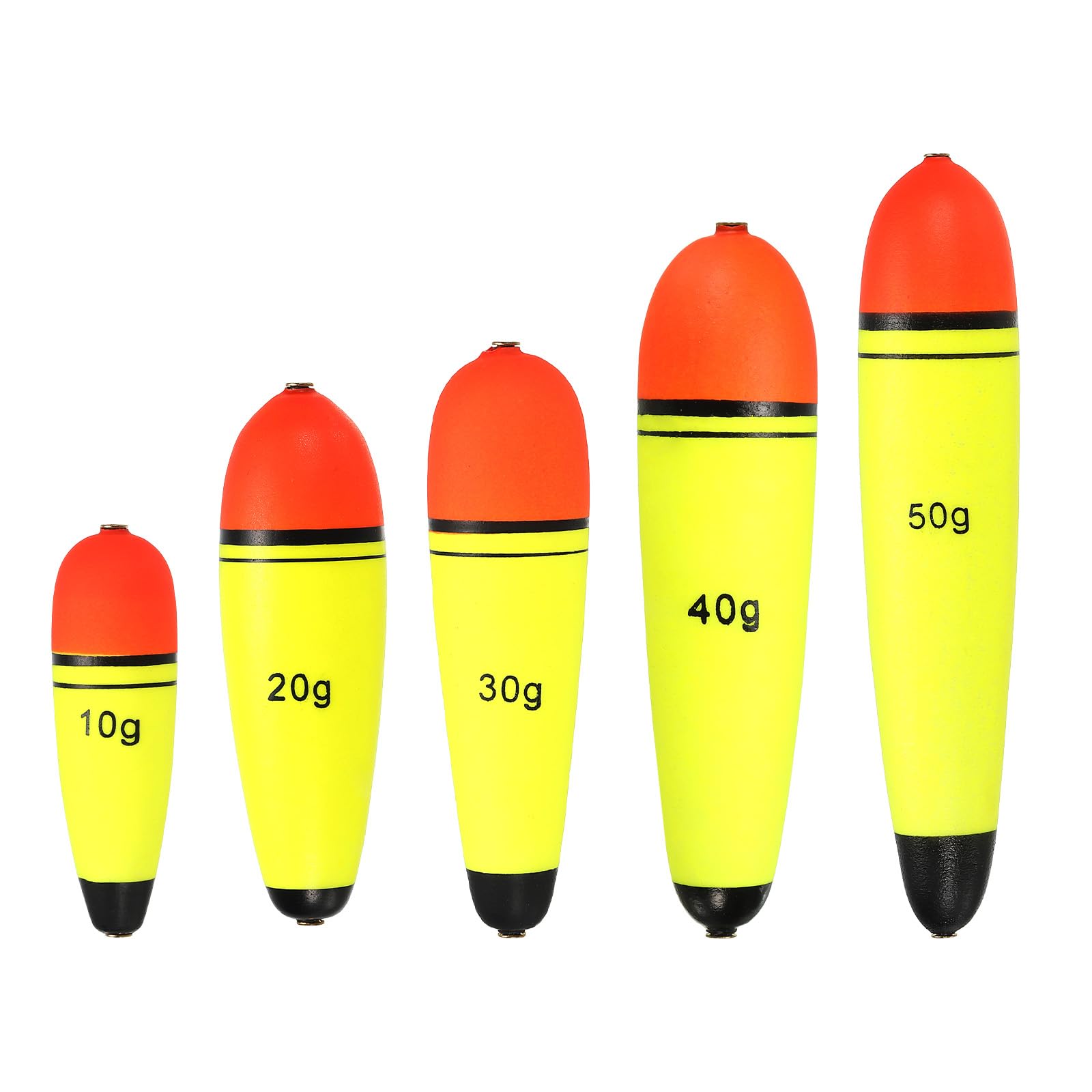 PATIKIL 0.35oz - 1.8oz Fishing Slip Bobbers, 5 Pack EVA Fishing Float for Sea Fishing Freshwater, Yellow