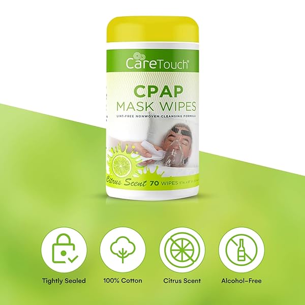 CARE TOUCH CPAP MASK WIPES – 3 PACKS OF 70 CITRUS SCENT CPAP WIPES, 210 COUNT, NATURAL CARE TOUCH CLEANING WIPES
