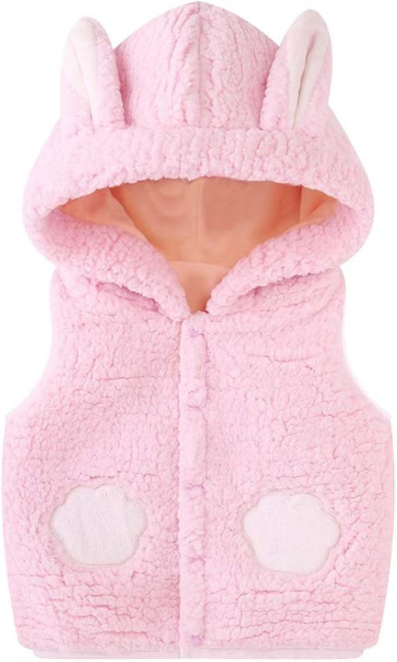 Amazon Co Jp ベビーベスト ベビー服 キッズベスト フード付き 帽子 袖なし かわいい耳 動物柄 ベストコート 模造カシミア生地 防風 防寒 保温 春秋冬 おしゃれ 柔らかく 着脱簡単 通園 通学 誕生日 ギフト 6ヶ月 ５歳 服 ファッション小物