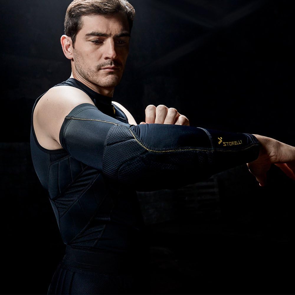 Storelli BodyShield Long Sleeve Undershirt | Technical Soccer Base Layer | Lightweight Compression Top | Padded Chest and Rib Protection : Clothing