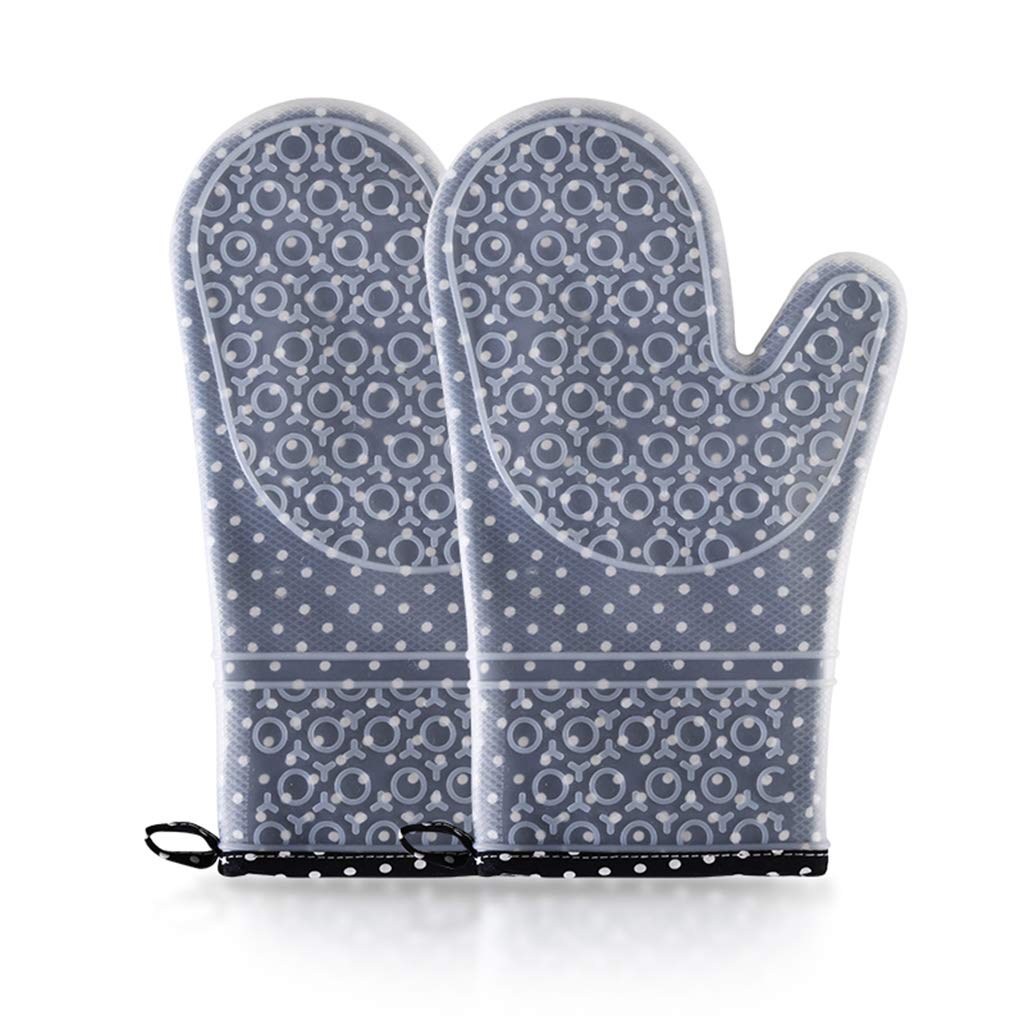 Oven Mitts Transparent Clear Silicone Shell Cotton Lining, Heat Resistant to 500 F Kitchen Oven Gloves Pot Holder Cooking, Barbecue Cooking Baking,D