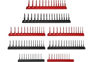 AIUITIO Socket Organizer Tray Set,8-Piece Socket Holder Set Includes 2PCS 1/4", 4PCS 3/8", 2PCS 1/2" Drive Metric SAE Socket 