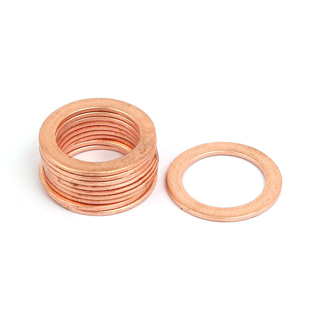 Sourcingmap 10pcs 14mmx20mmx1mm Copper Flat Ring Sealing Crush Washer Gasket