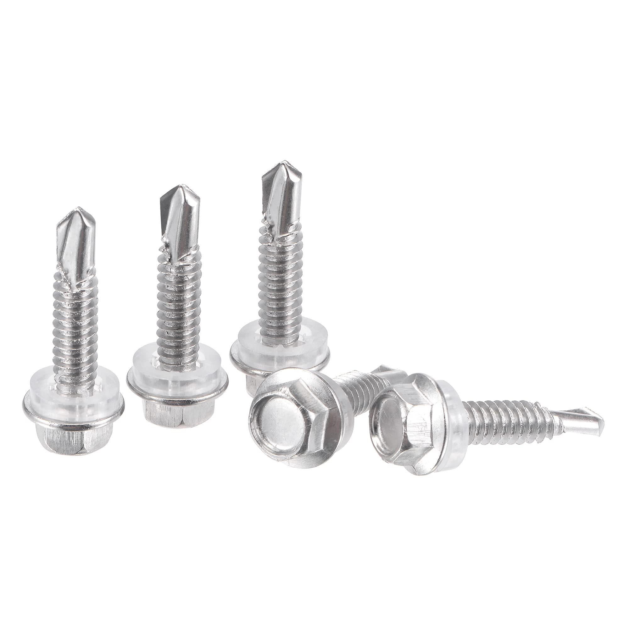 sourcing map #12 x 63/64" 410 Stainless Steel Hex Washer Head Self Drilling Screws Point 150pcs