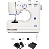 Mini Sewing Machine for Beginners with 12 Stitches | 2 Speeds Foot Pedal, Small Sewing Machine for Home Travel Blue