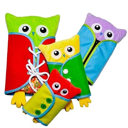 Casey Brand New 4Pcs Set Baby DIY Montessori Dress Zip Snap Button Buckle Tie Puzzle Early Educational Toys Preschool Soft Plush Toy Kids Toddler Learning Tool(None Colour)
