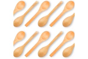 HANSGO Small Wooden Spoons, 12PCS 5 inches Mini Wooden Salt Spoons Tasting Spoon Wooden Soup Spoon Serving Spoon for Coffee Tea Jam Bath Salts