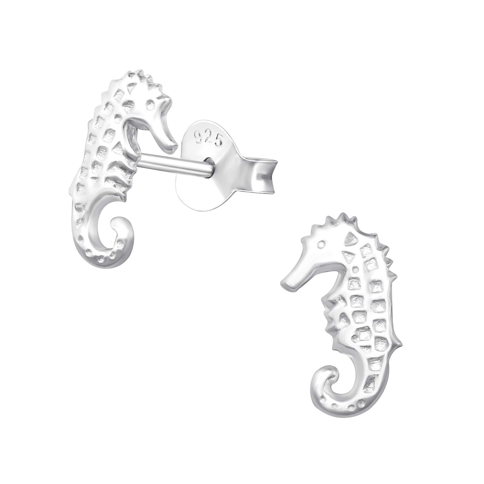925 Sterling Silver Lightweight Hollow-Back Seahorse Stud Earrings for Women & Girls – Sea Life Ocean Jewellery Gift Boxed