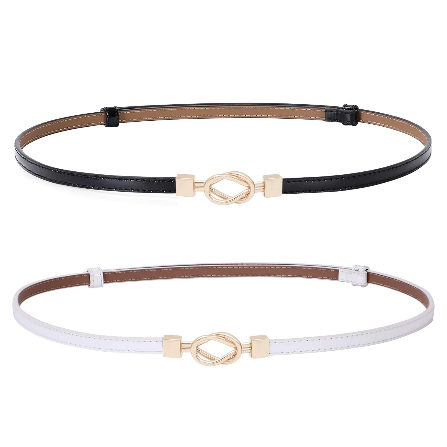 Leather Skinny Women Belt Thin Waist Belts for Dresses Up to 37\