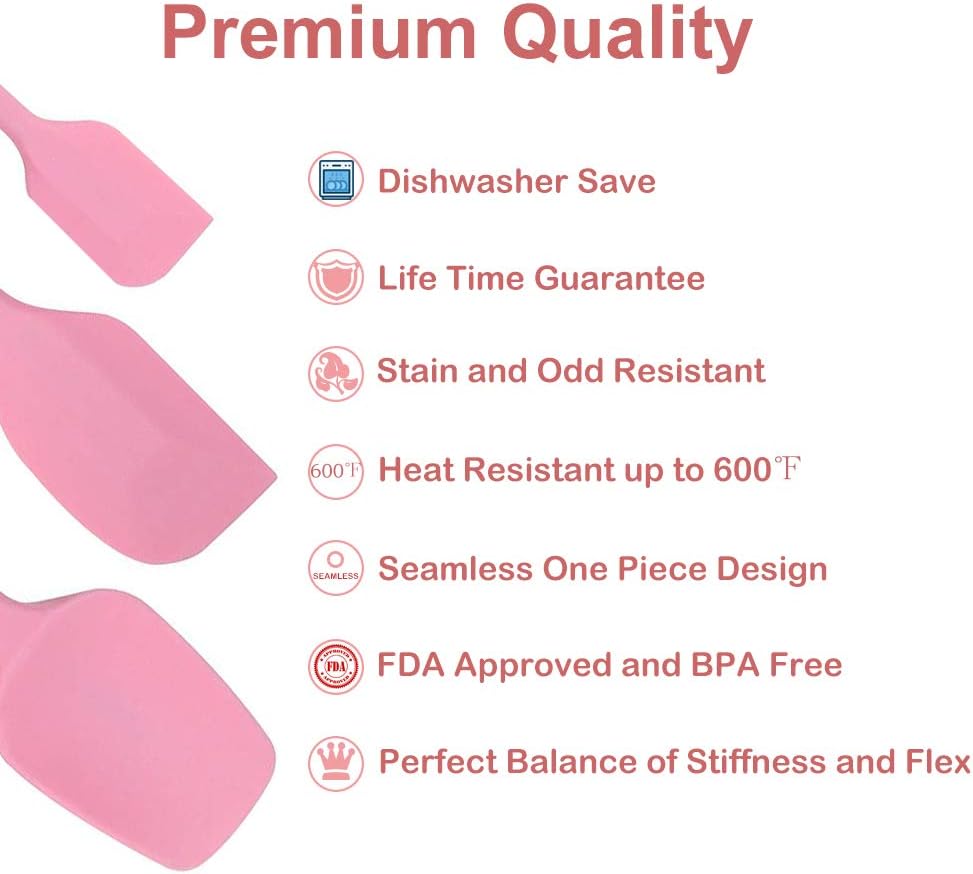 G.a HOMEFAVOR 3-piece Silicone Spatula Set Heat-Resistance Baking Rubber Spatulas BPA Free Pink: Kitchen & Dining