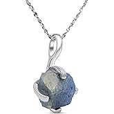 Natural raw gemstone pendant chain necklace with white gold over 925 solid sterling silver, birthstone dainty solitaire gift for her, uniquelan jewelry