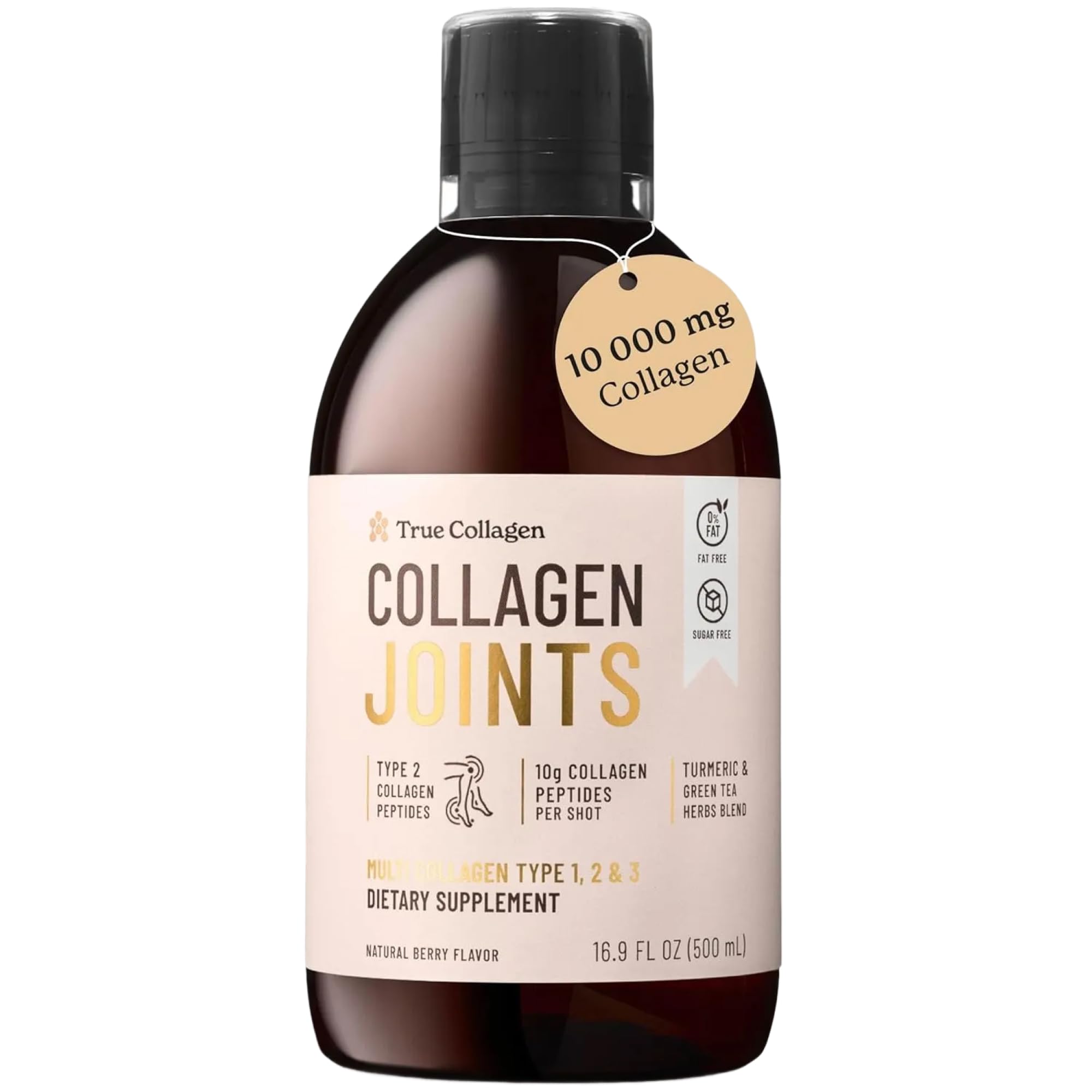 True Collagen Joints | 10,000 mg Hydrolysed Collagen Liquid Supplement - 500 ml, 20 Day Supply | Glucosamine, MSM and Chondroitin for Joints, Hair, Skin and Nails | 100% Natural Berry Flavour