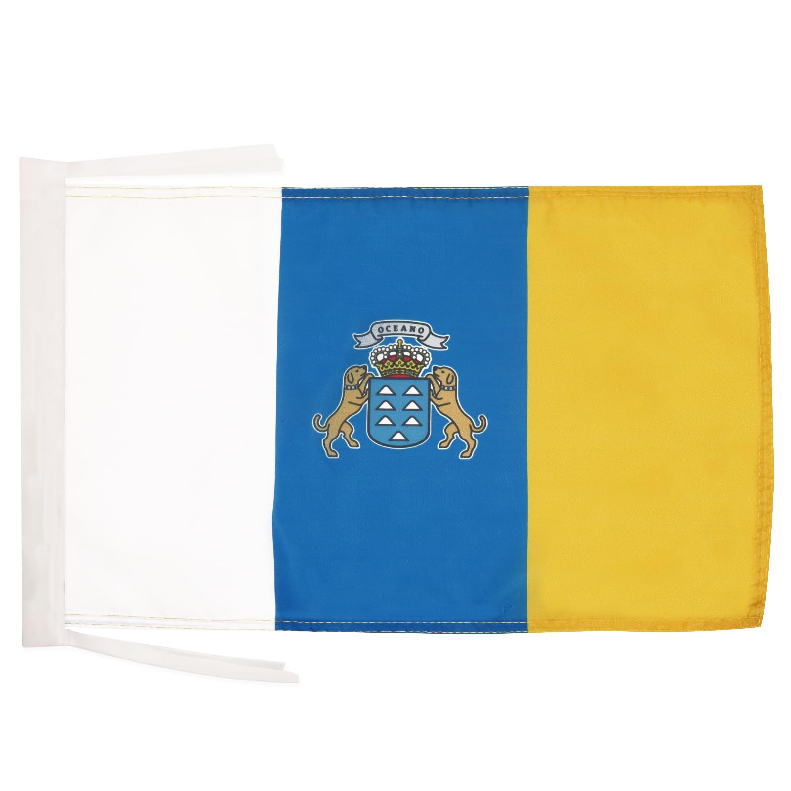 AZ FLAG - Canary Islands Flag - 18'' x 12'' - 100% Polyester Spanish region of Canarias Small Banner with Two Cords - Fade Resistant - Vivid Colors - 18x12 in - 45x30 Cm — image 1