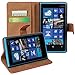 Lumia 920 Case, iCoverCase Genuine Leather Magnetic Flip [Card Slot] Wallet Cover Kickstand Case for Nokia Lumia 920 (Black)