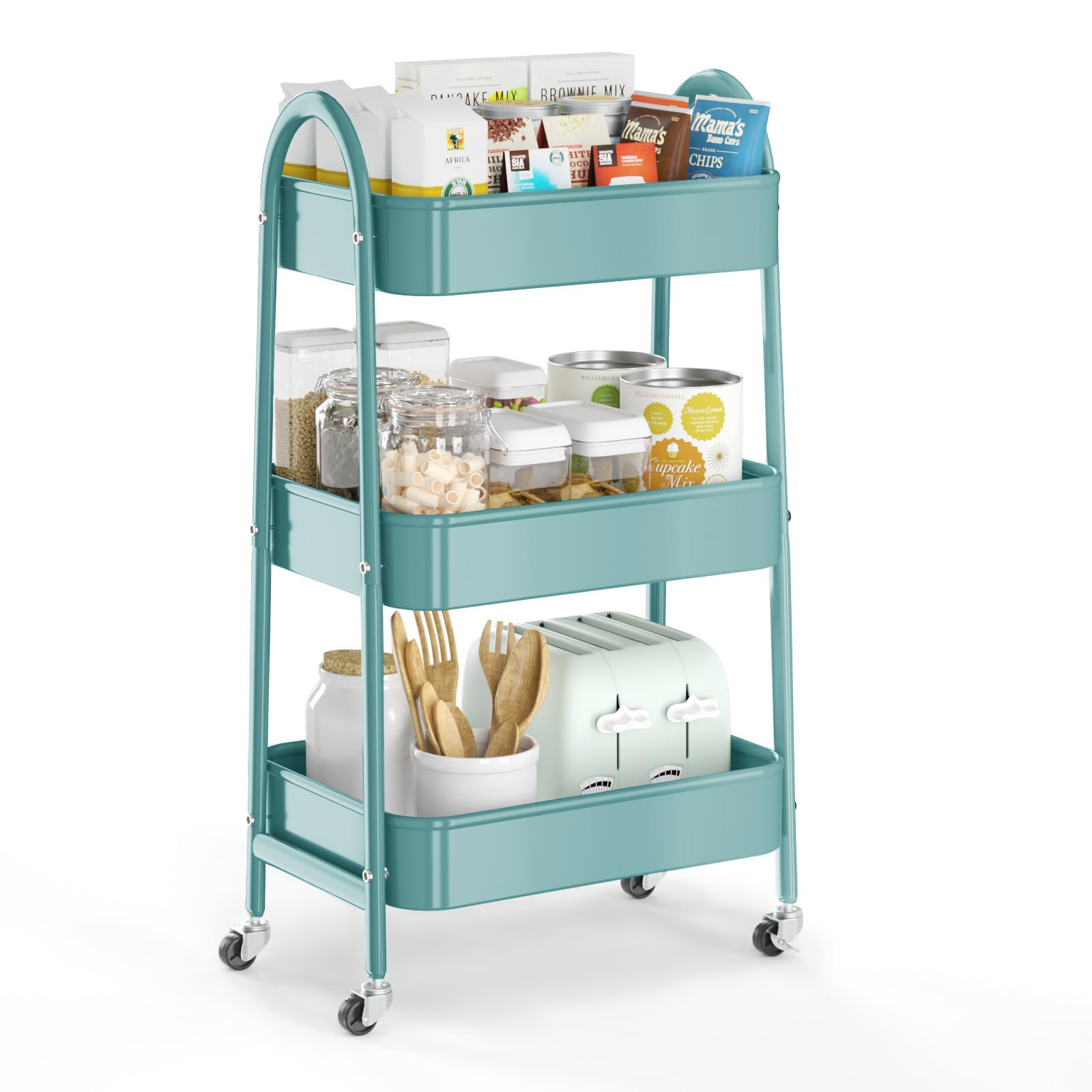 EAGMAK 3 Tier Utility Rolling Cart, Metal Storage