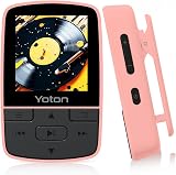 YOTON MP3 Player Bluetooth 5.2 Pink 64GB Expandable Clip FM Radio