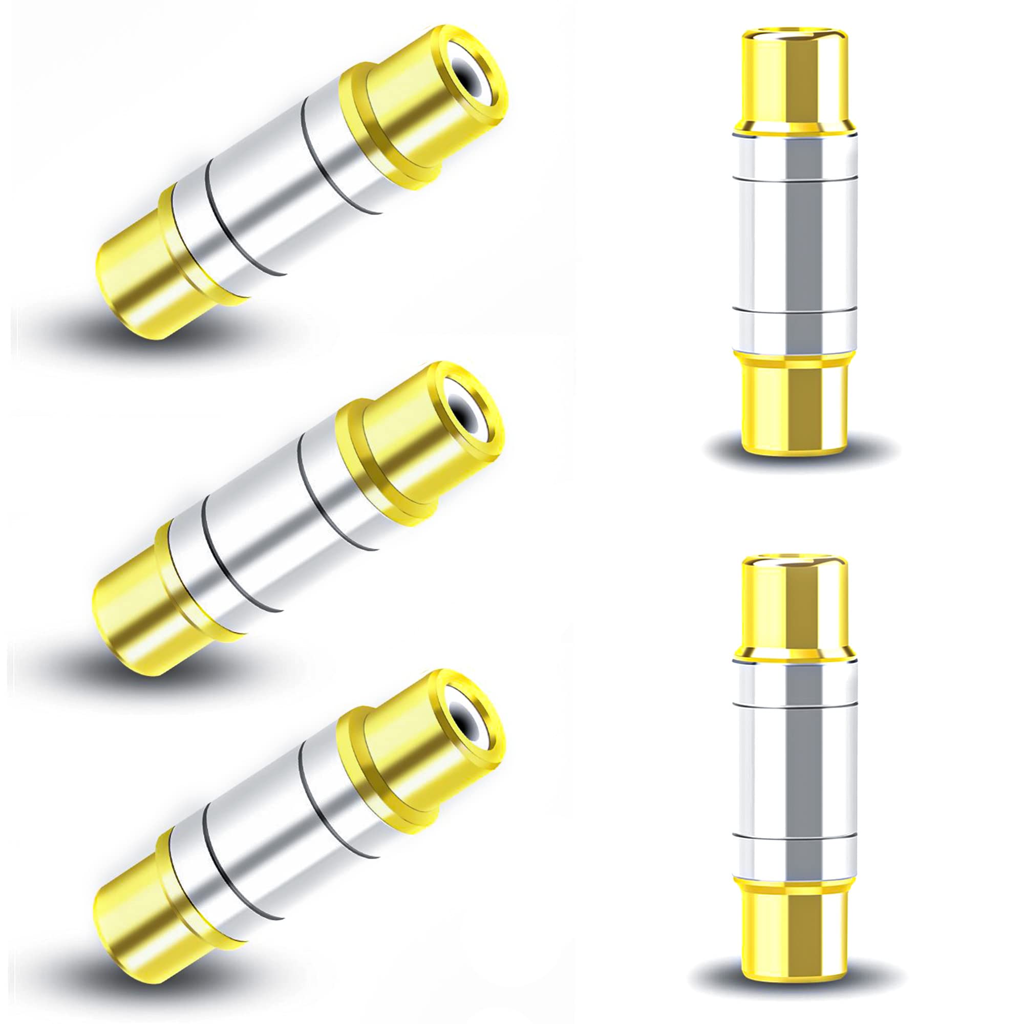 Lewttyer® RCA RCA Socket Coupler RCA Connector Adapter Audio Video Connection Piece Extension Adapter Gold-Plated Pack of 5