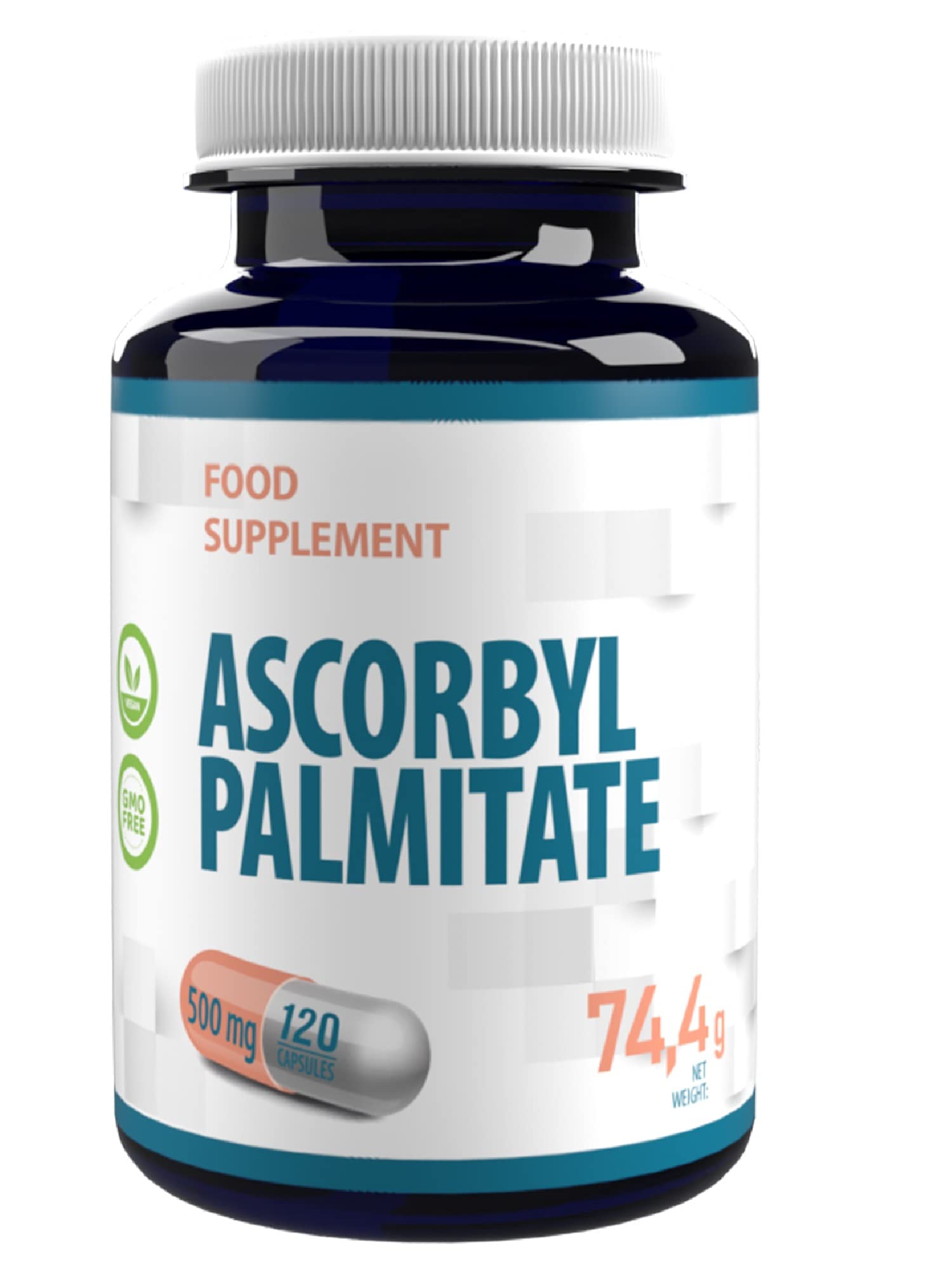 Ascorbyl Palmitate 500mg 120 Vegan Capsules, 3rd Party Lab Tested, High Strength Supplement, No Fillers or Bulkers, Gluten and GMO Free