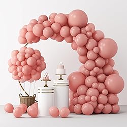 RUBFAC 129pcs Retro Pink Balloons Different Sizes