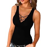 Womens Sexy Tank Cami Top Slim Knit Ribbed Racerback Blouses Low Cut Bodycon Party Shirt