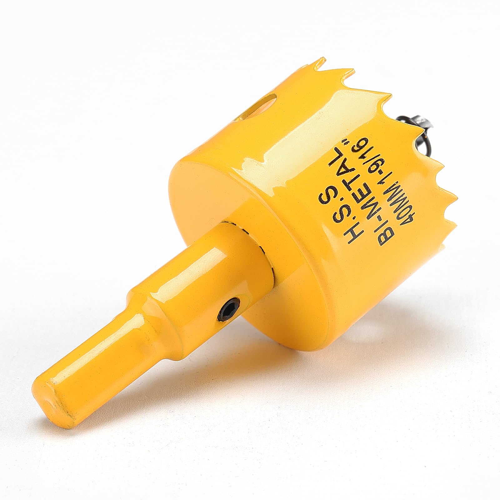 40mm Hole Saw, HSS Bi-Metal Hole Cutter with Drill Bit, Heavy Duty Hole Saw for Wood, Plastic, Drywall, Fiberglass, Yellow