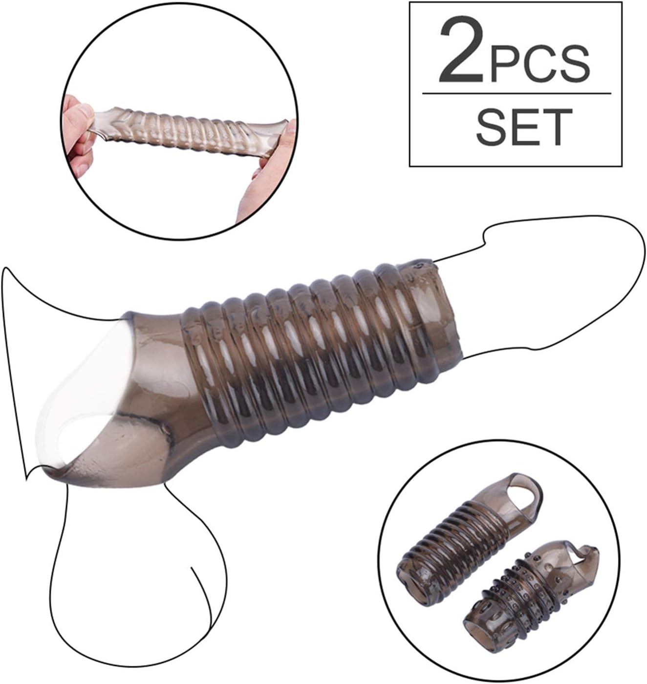 Best Choice Men's Big Extender Enlarger Extension Sheath Elastic Sleeves for Couples - 2 Pcs