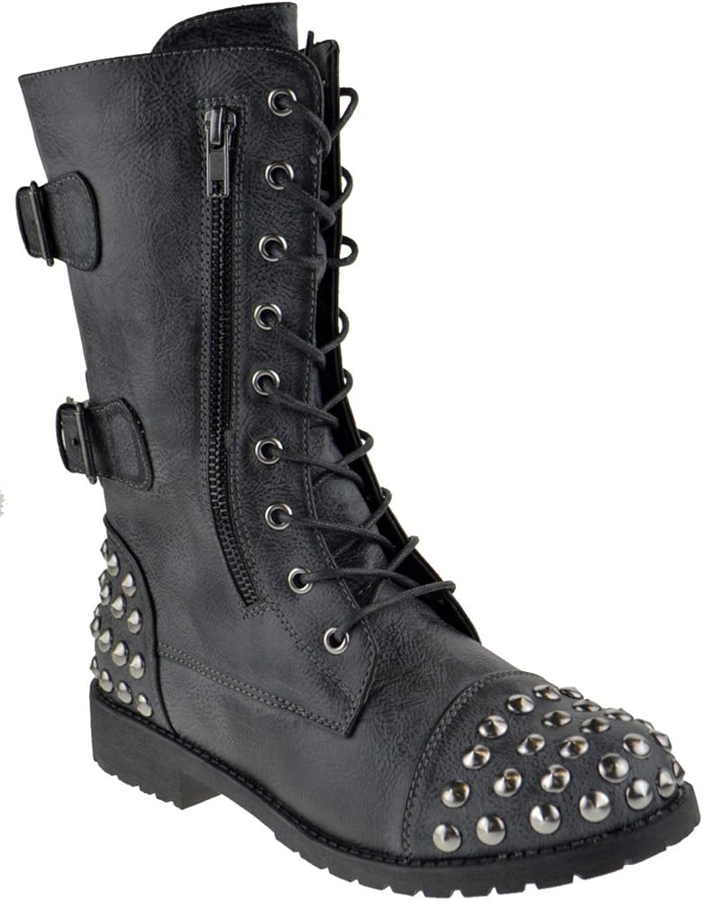 womens black military style boots