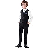 Boy's 5-Piece Suit, Boys' Formal Suit Set with Vest Pants and Tie, Boys Formal Dresswear Vest Set, Toddler Boy Vest Set
