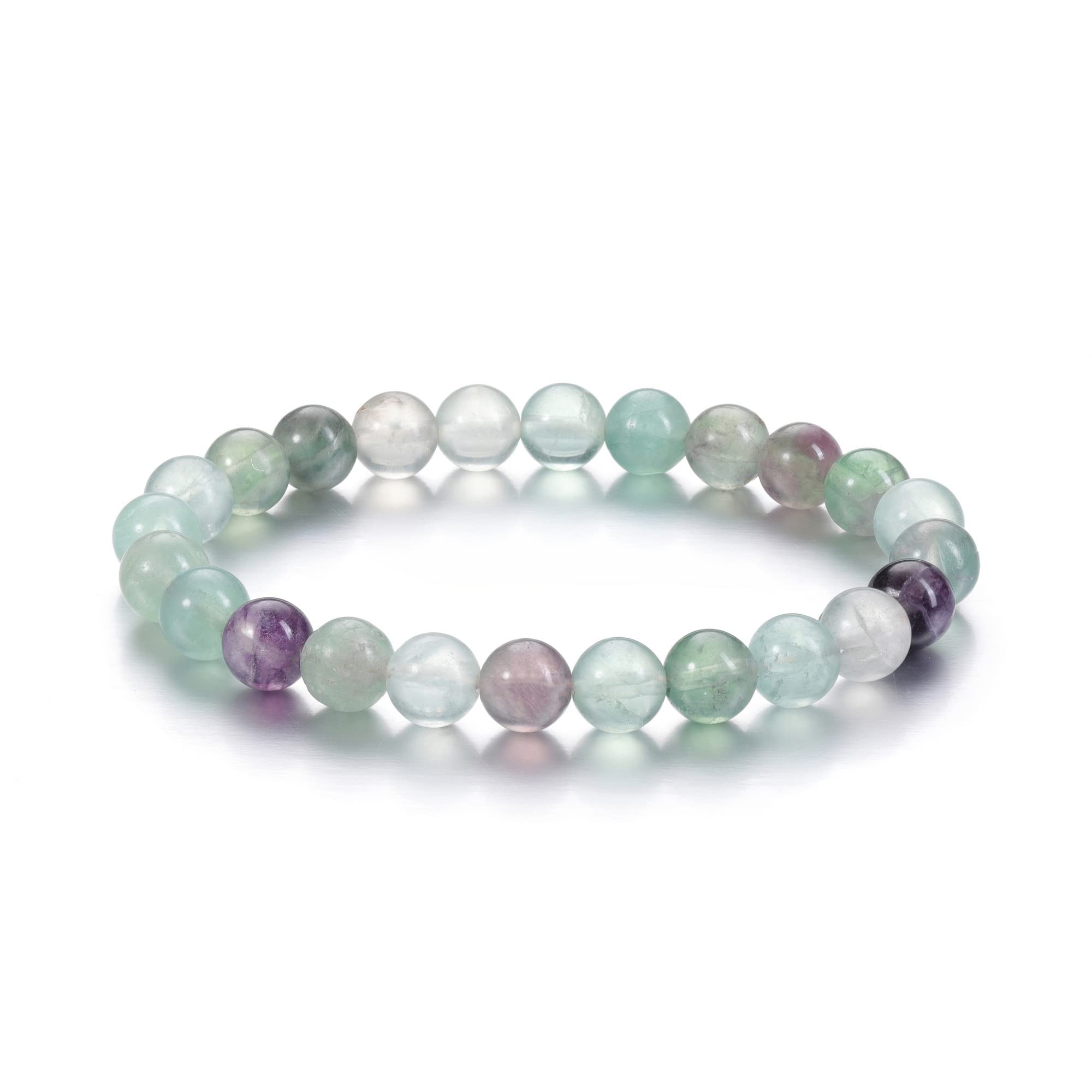 CrystalTears Fluorite Healing Crystal Bracelet 6mm Natural Gemstone Bead Bracelets for Women Energy Quartz Crystal Stone Stretch Bracelet for Her Christmas Mothers Day Gifts