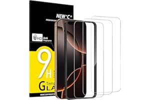 NEW'C 3 Pack Designed for iPhone 16 Pro,iPhone 17, 17 Pro Screen Protector (6.3 inches), Enhanced Tempered Glass Protection with easy installation tool included, Case Friendly