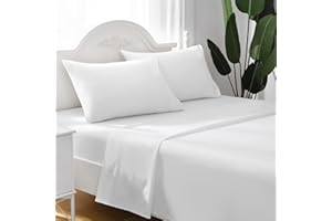 ILAVANDE White Sheets Set 4 Piece,Hotel Luxury Super Soft 1800 Series Microfiber Queen Bed Sheets Set-Wrinkle Free & Breathable-14 Deep Pocket Sheets for Queen Size Bed(Queen,White)