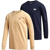 Reebok Boys' Long Sleeve Shirt - 2 Pack Basic Cotton Long Sleeve T-Shirt - Crewneck Tee for Boys (8-14)