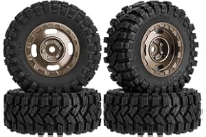 AIYIHOBBY Aluminum 1.2 Wheel and Tires 62 * 24mm Soft Sticky Rubber Tires for 1/18 1/24 Axial SCX24 TRX4M FCX24 RC Crawler Car Upgrade Accessories (Brown)