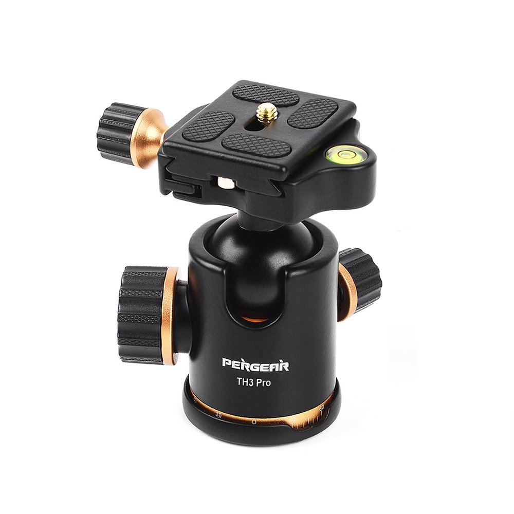 Pergear TH3 Pro DSLR Camera Tripod Ball Head, 8KG/17.6lbs Loading Capacity, 360 Degree Swivel, Metal Build Quality, Fine Tuning Damping, U-Shaped Groove Design for Easy Switching Into Vertical Mode