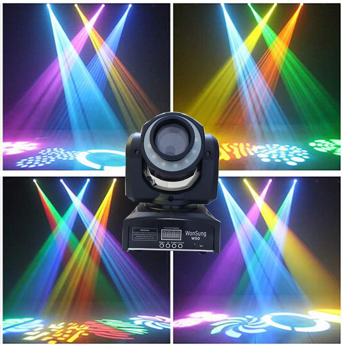 Moving Head Light Wonsung 50W 8 colors and 8 gobos Spot Light Gobo Led Sound Activated Professional Stage Light For Disco KTV Club Party Wedding