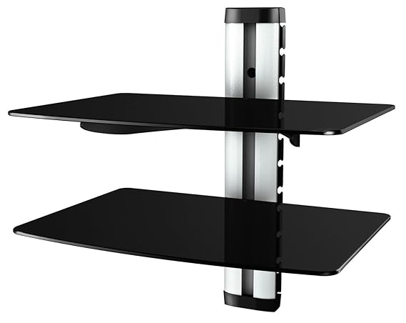 RICOO Wandregal Glas TV Board HiFi Rack Universal Glasregal Regal/DVD-S2 / Halterung Wandhalter DVD-Player Möbel DVD Bluray H