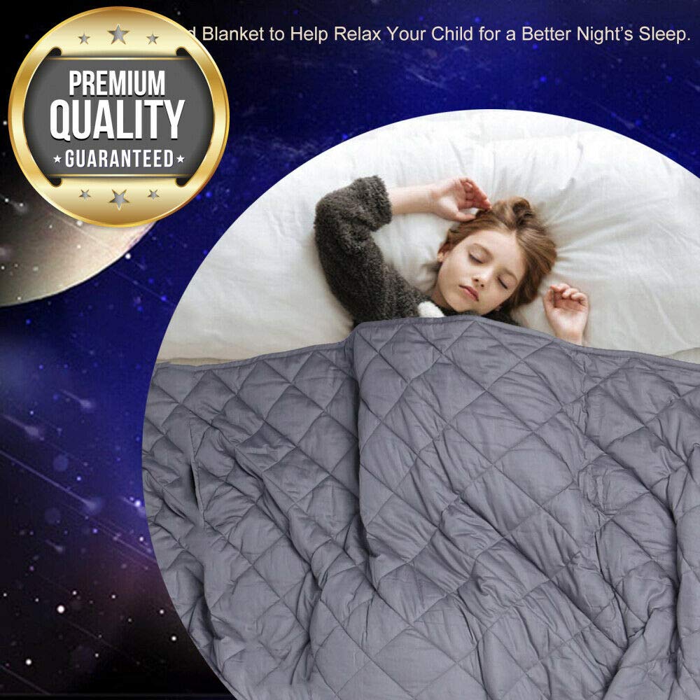 COCOBELA Weighted Blanket for Adult and Kids, 10 lbs 41”x 60”, Breathable Cotton and Premium Glass Beads (Grey)