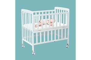 Flwrgirl Portable Mini Baby Crib - Convertible Baby Cribs with Soft Foam Mattress(33 * 20"),6 Heights Bedside Bassinet Sleeper,Wheeled Bedside Crib Co Sleeper for Small Space,White
