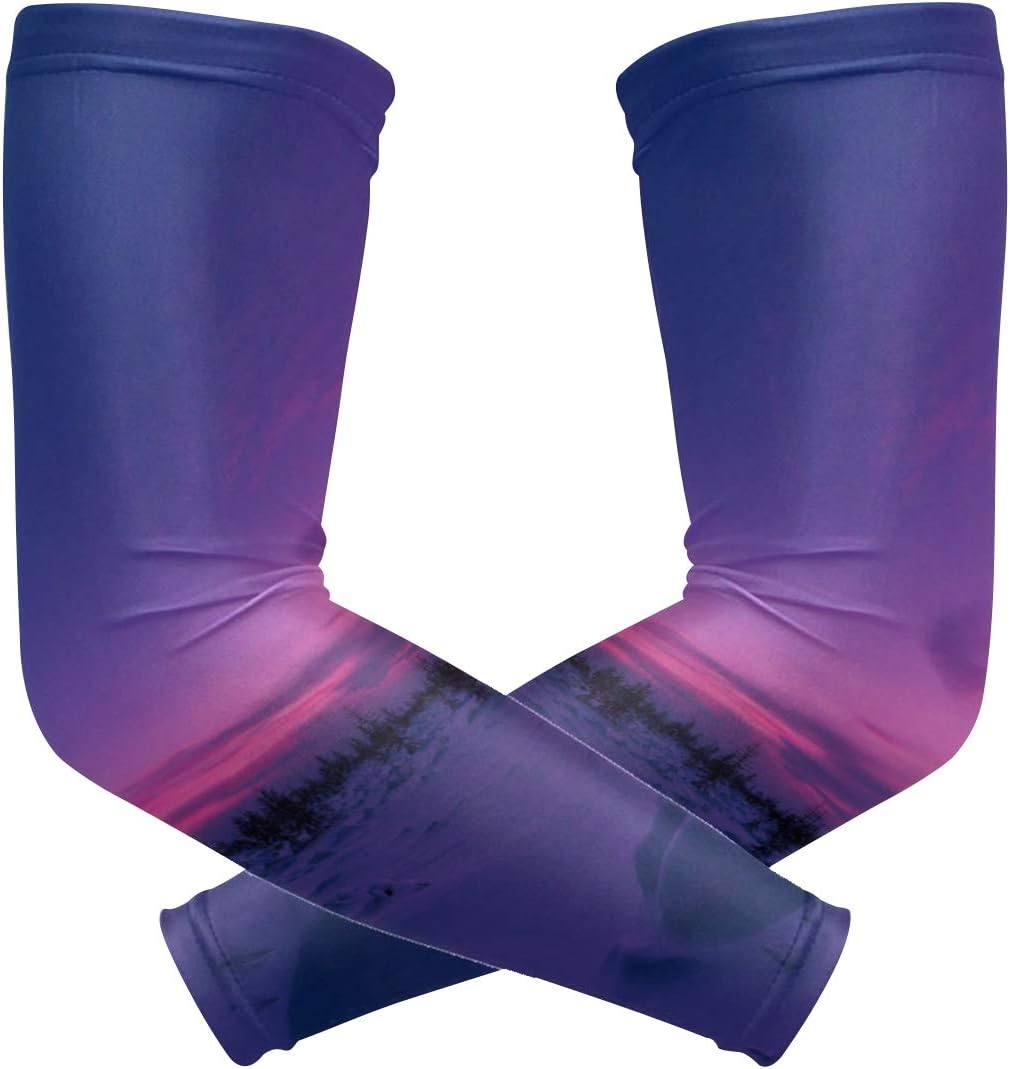 Sun Protectant Sleeves Winter Landscape with Forest Print Ice Silk Arm Athletic