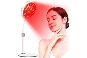 DEVOWELLTE Red Light Therapy for Face and Neck, 660nm Red Light Therapy Lamp with Adjustable Height Base, 140LEDs Therapy Red Light for Body