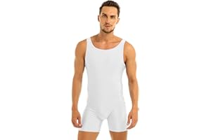 Sywiyi Men's One Piece Bodysuit Wrestling Singlets Sleeveless Singlet Jumpsuit Dance Sports Short Leotard Uniform